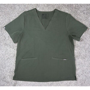 FIGS Casma Three-Pocket Scrub Top Olive Green Women’s Size XL Short Sleeve